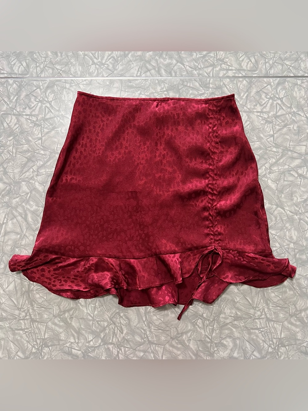 Forever 21 Leopard Print Mini Skirt, Burgundy, Small